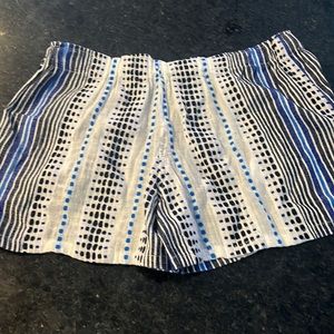 Lemlem Blue and White Striped Linen Shorts